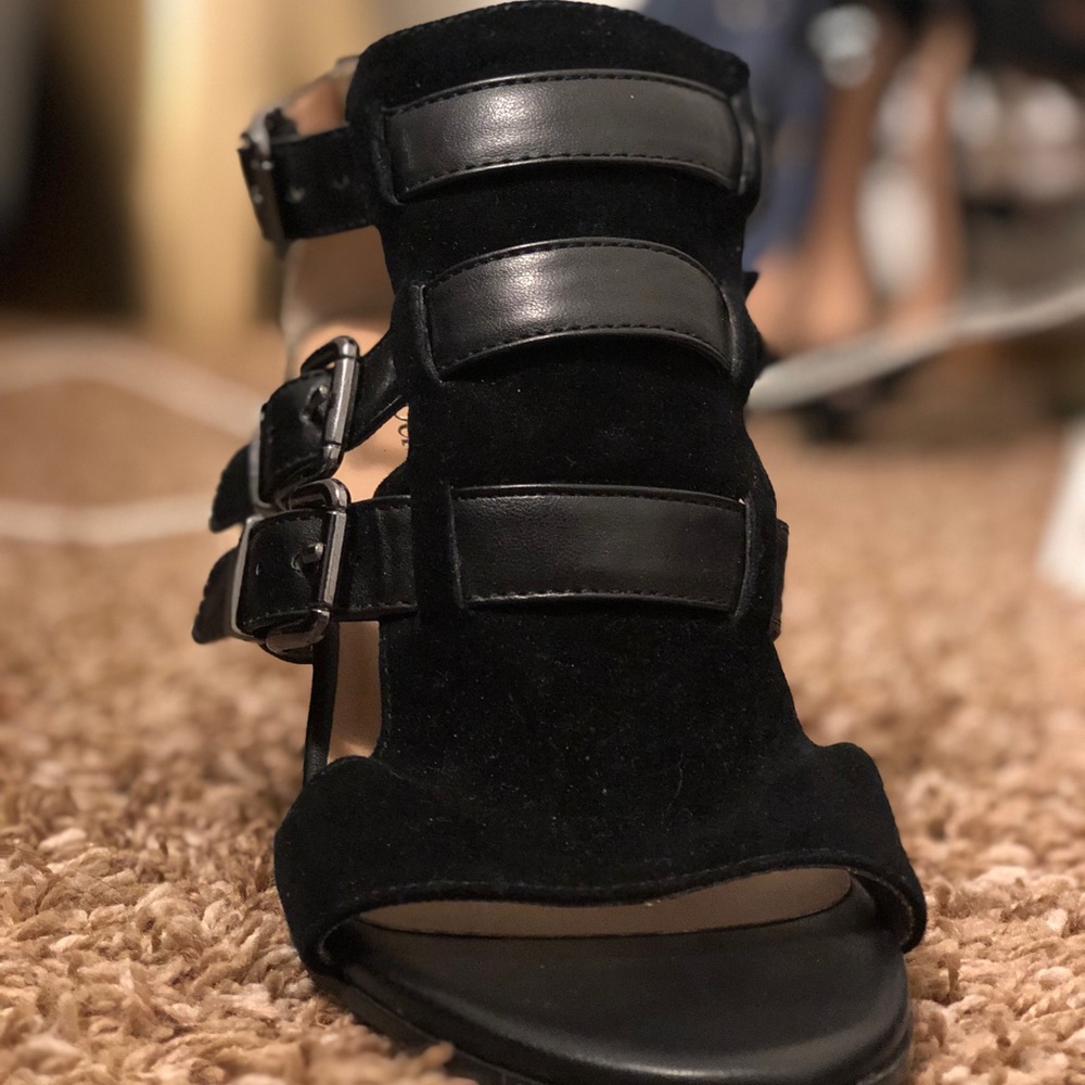 black cutout booties